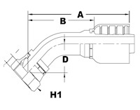 1254 Series Female Swivel JIS Parallel Pipe 45 Degree (Metric) Elbows - 2