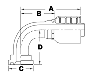 4039L Series SAE Code 61 Flange 90 Degree Long Drop Elbows - 2