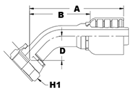 6007 Series Female O-Ring Face Seal 45 Degree Elbows - 2