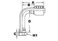 1209L Series Female O-Ring Face Seal 90 Degree Long Drop Elbows - 2