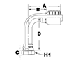 4004L Series 37 Degree Flare Female Swivel 90 Degree Long Drop Elbows - 2